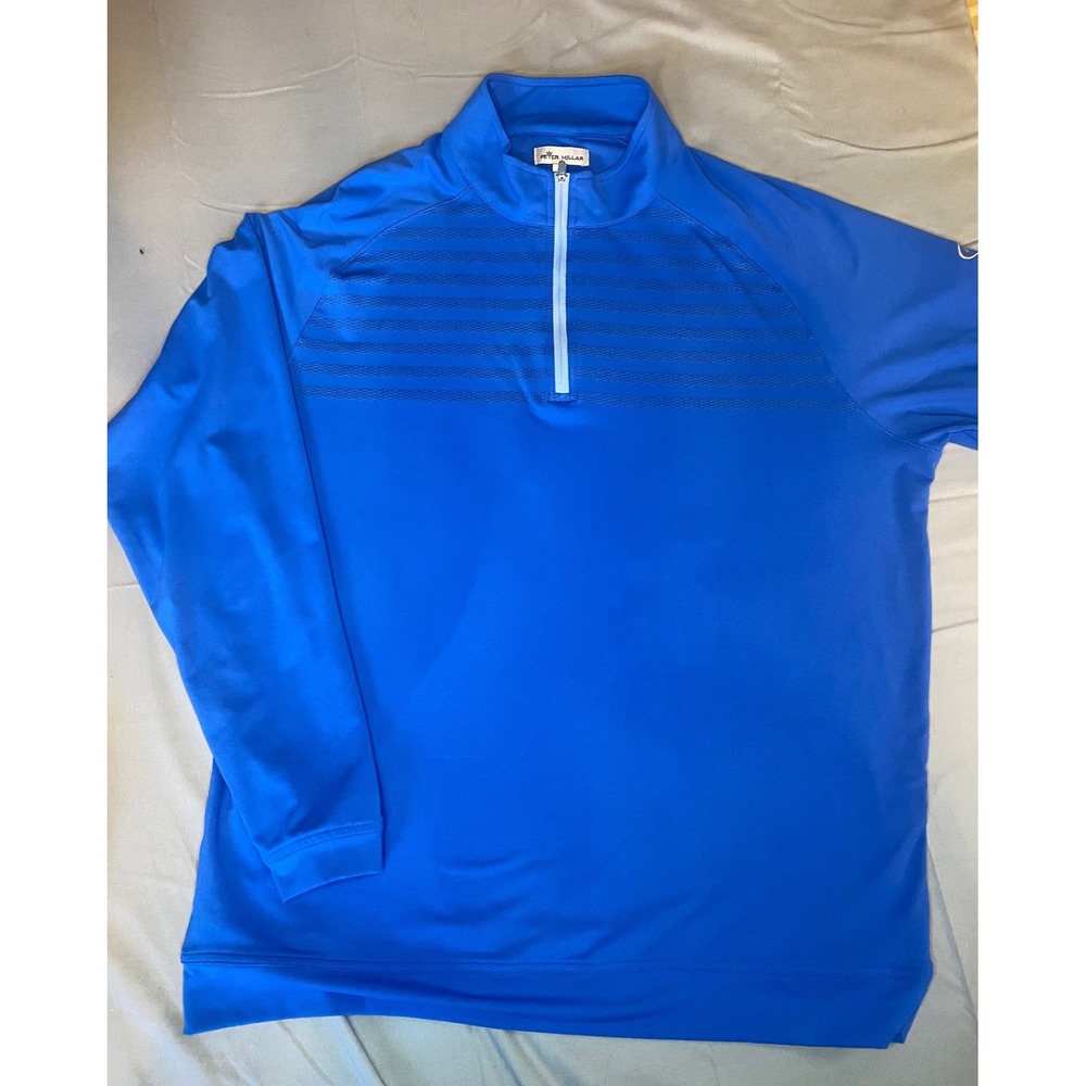 Peter Millar Quarter Zip‎ Pullover Mens XL Blue Excellent Performance Golf Top